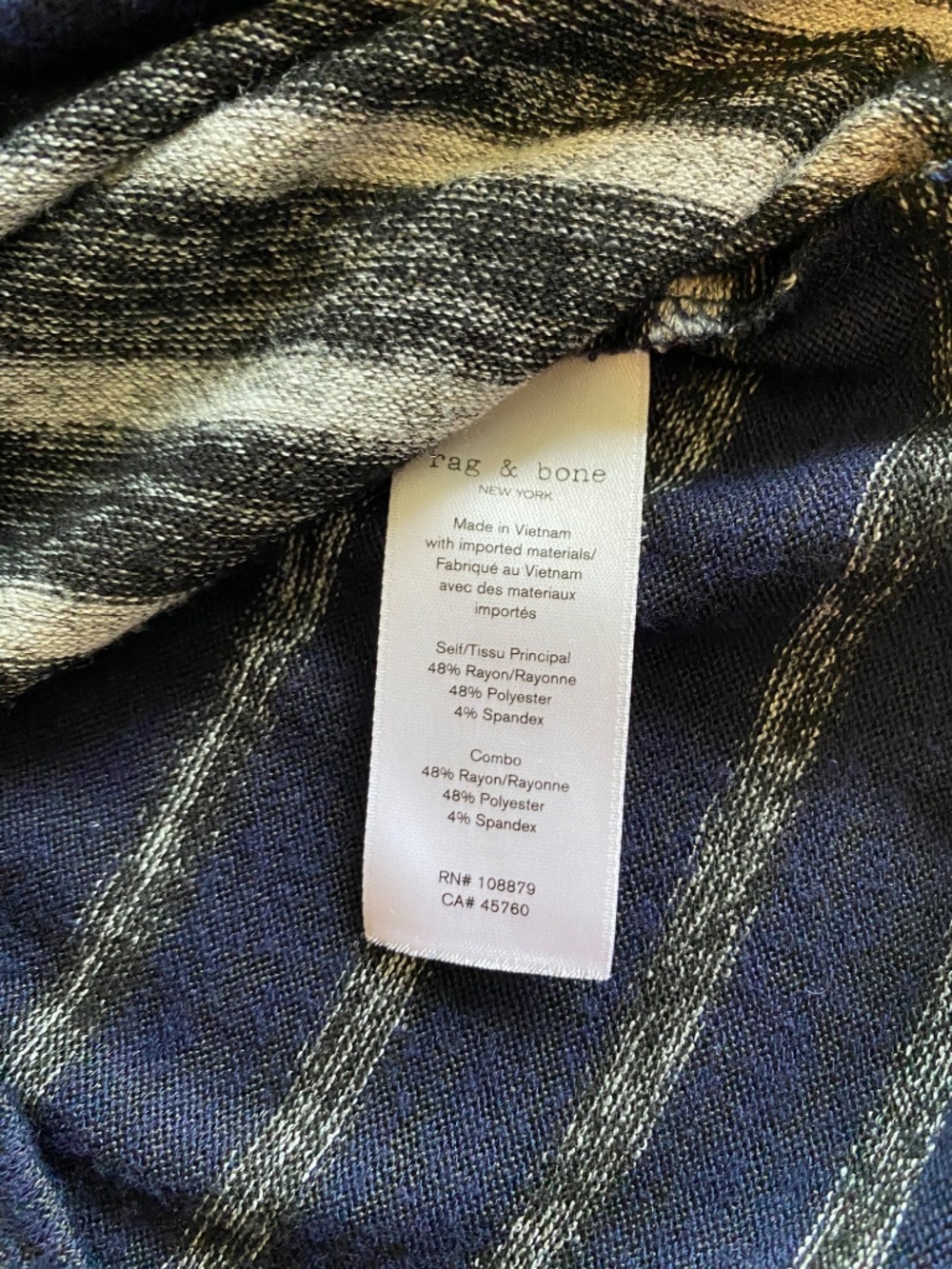 Rag & Bone Avryl Navy Stripe Crewneck Pullover Sweater SZ XS Preppy Coastal - Picture 5 of 10